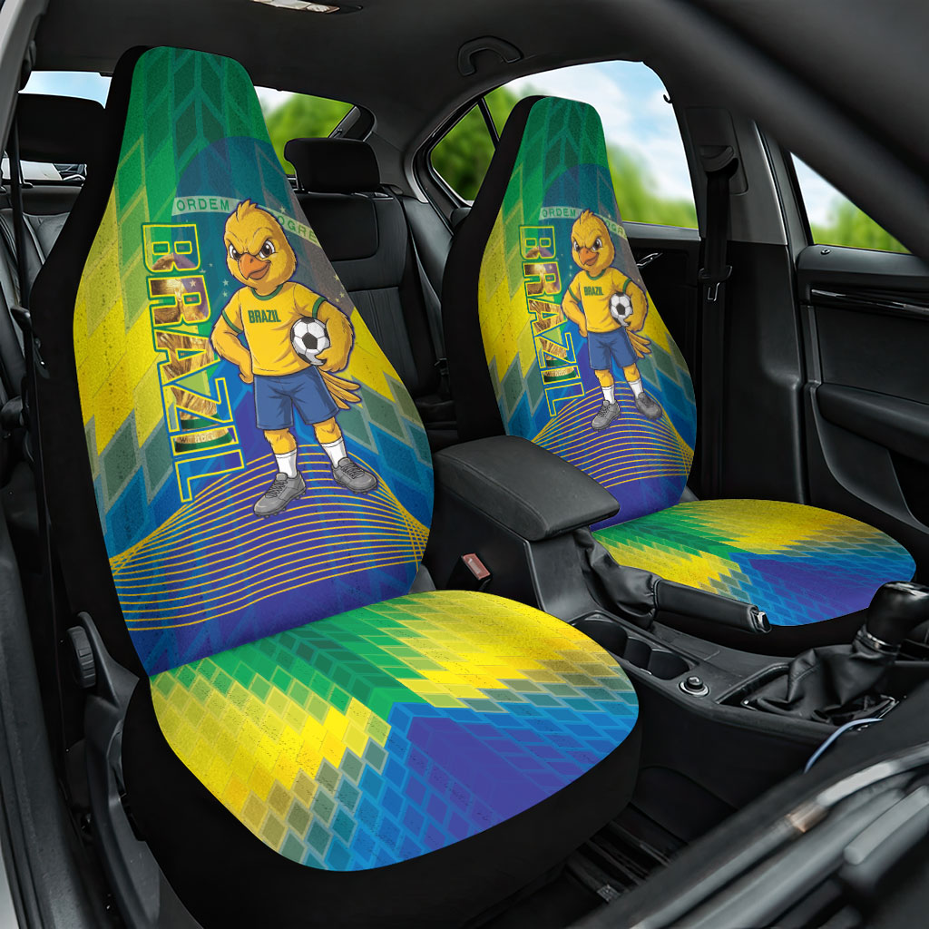 Brazil Football 2026 Car Seat Cover Canarinho Mascot Bate no Peito