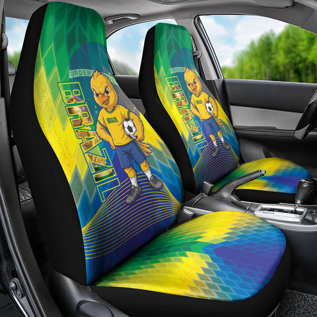 Brazil Football 2026 Car Seat Cover Canarinho Mascot Bate no Peito
