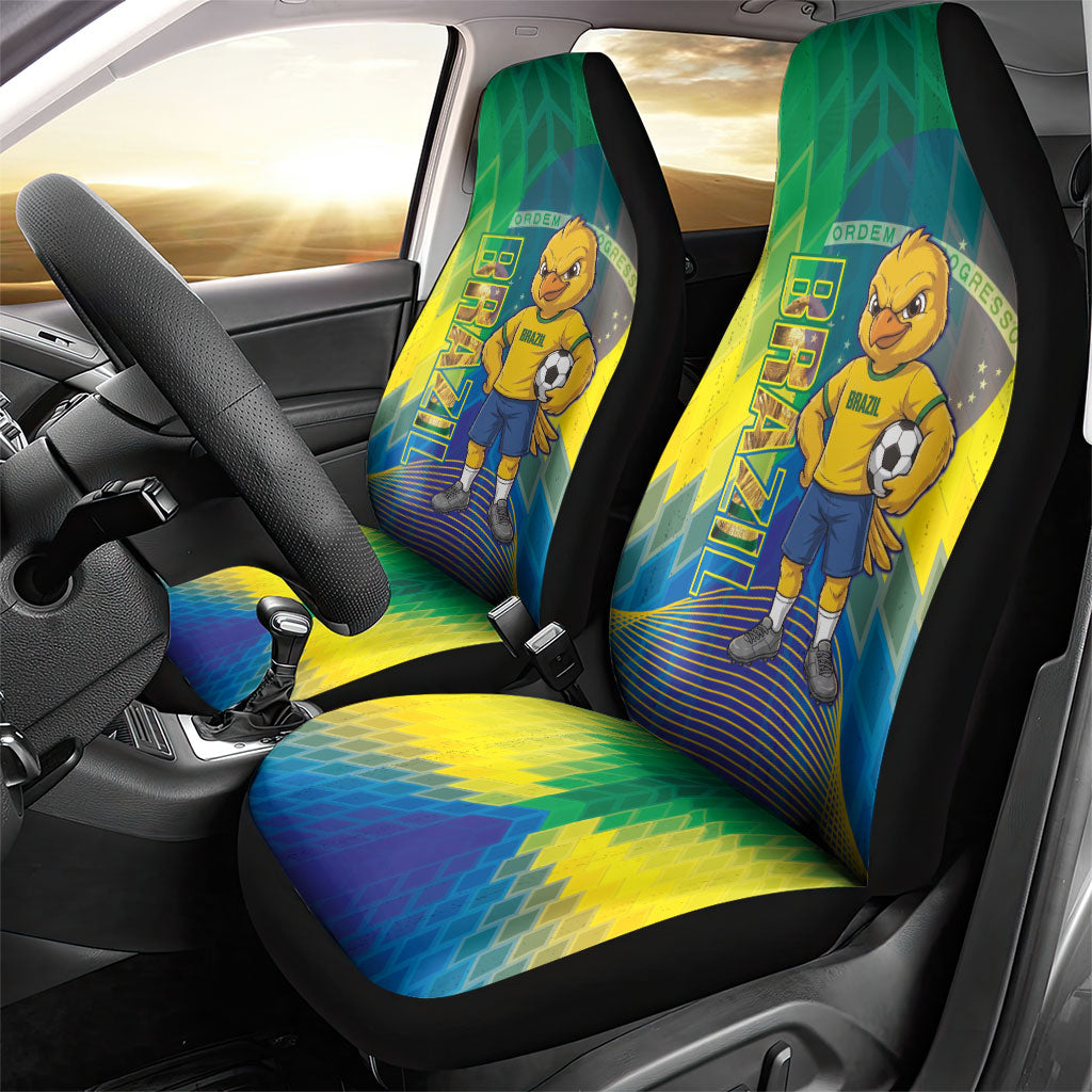 Brazil Football 2026 Car Seat Cover Canarinho Mascot Bate no Peito