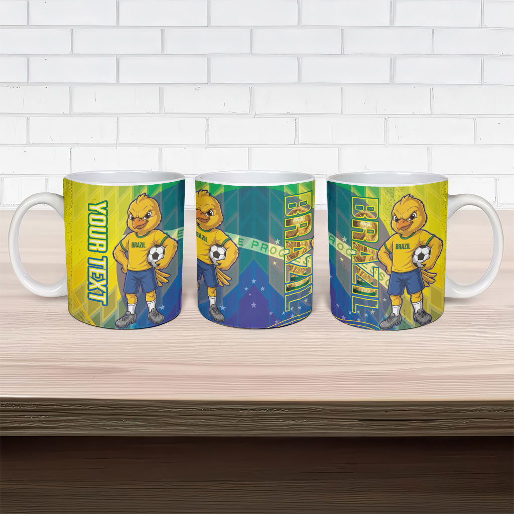 Custom Brazil Football 2026 Ceramic Mug Canarinho Mascot Bate no Peito