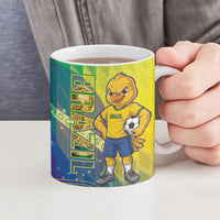 Custom Brazil Football 2026 Ceramic Mug Canarinho Mascot Bate no Peito