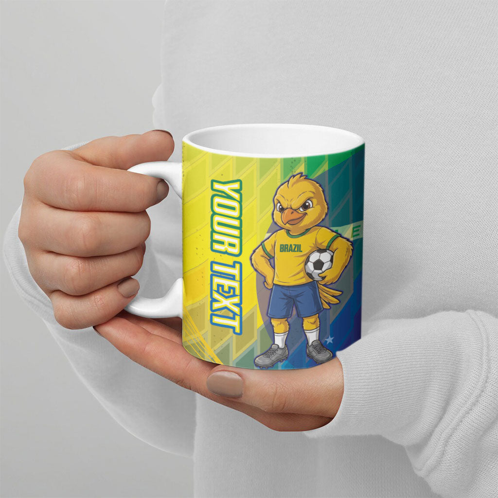 Custom Brazil Football 2026 Ceramic Mug Canarinho Mascot Bate no Peito