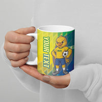 Custom Brazil Football 2026 Ceramic Mug Canarinho Mascot Bate no Peito