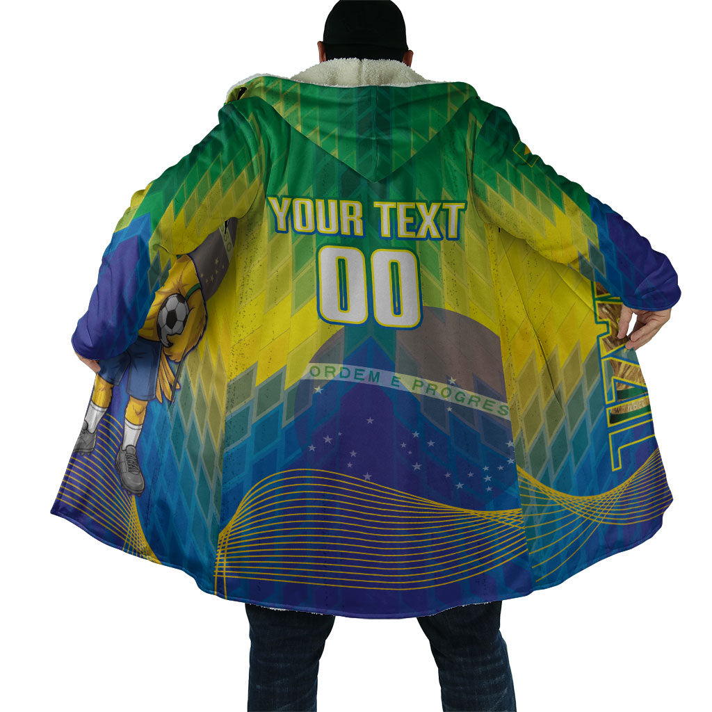 Custom Brazil Football 2026 Cloak Canarinho Mascot Bate no Peito