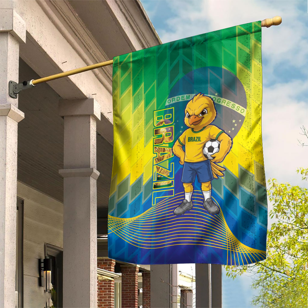Brazil Football 2026 Garden Flag Canarinho Mascot Bate no Peito