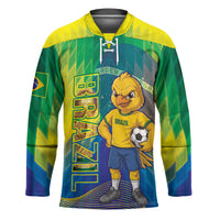 Custom Brazil Football 2026 Hockey Jersey Canarinho Mascot Bate no Peito