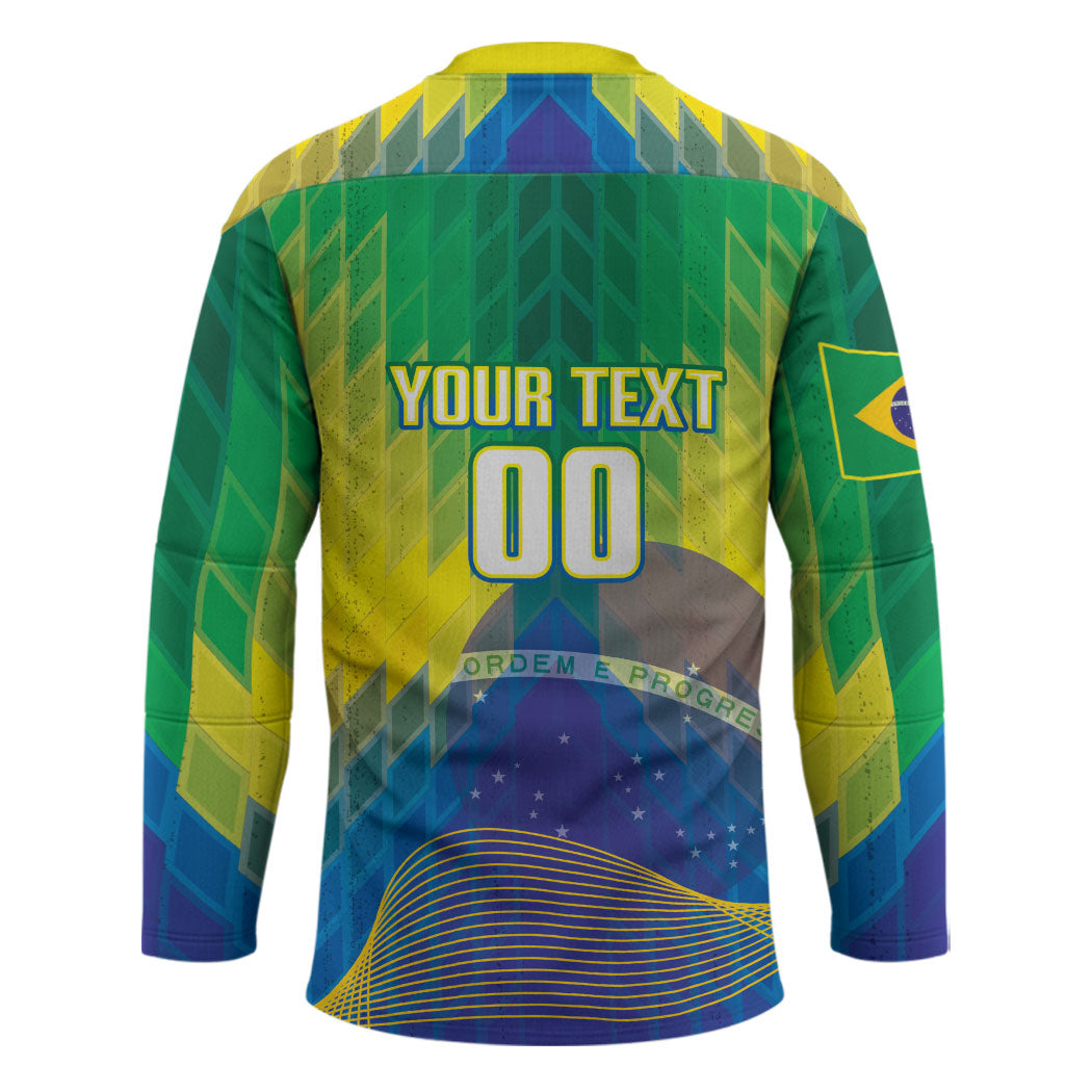 Custom Brazil Football 2026 Hockey Jersey Canarinho Mascot Bate no Peito