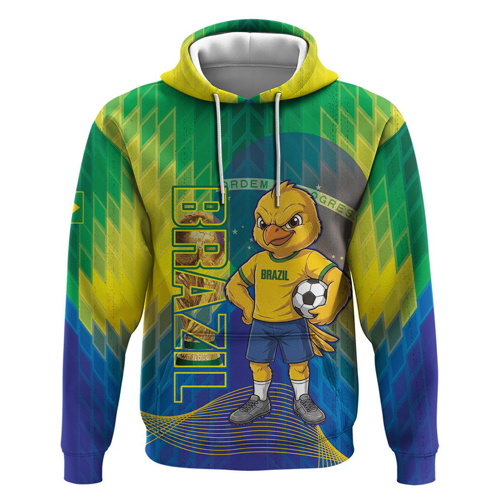 Custom Brazil Football 2026 Hoodie Canarinho Mascot Bate no Peito