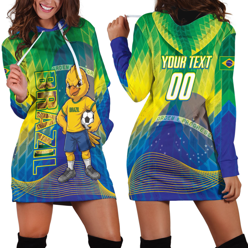 Custom Brazil Football 2026 Hoodie Dress Canarinho Mascot Bate no Peito