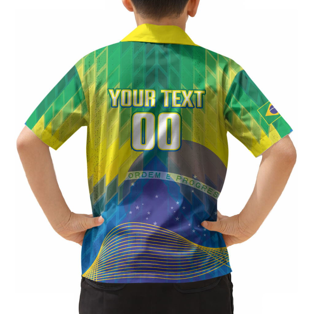 Custom Brazil Football 2026 Kid Hawaiian Shirt Canarinho Mascot Bate no Peito