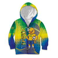 Custom Brazil Football 2026 Kid Hoodie Canarinho Mascot Bate no Peito