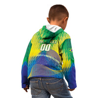 Custom Brazil Football 2026 Kid Hoodie Canarinho Mascot Bate no Peito