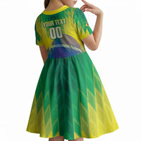 Custom Brazil Football 2026 Kid Short Sleeve Dress Canarinho Mascot Bate no Peito