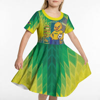 Custom Brazil Football 2026 Kid Short Sleeve Dress Canarinho Mascot Bate no Peito