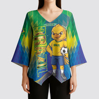 Custom Brazil Football 2026 Kimono Sleeve Blouse Canarinho Mascot Bate no Peito