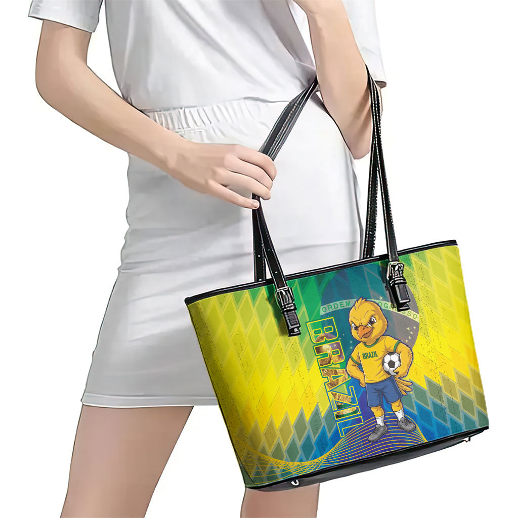 Brazil Football 2026 Leather Tote Bag Canarinho Mascot Bate no Peito