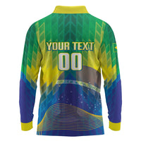 Custom Brazil Football 2026 Long Sleeve Polo Shirt Canarinho Mascot Bate no Peito