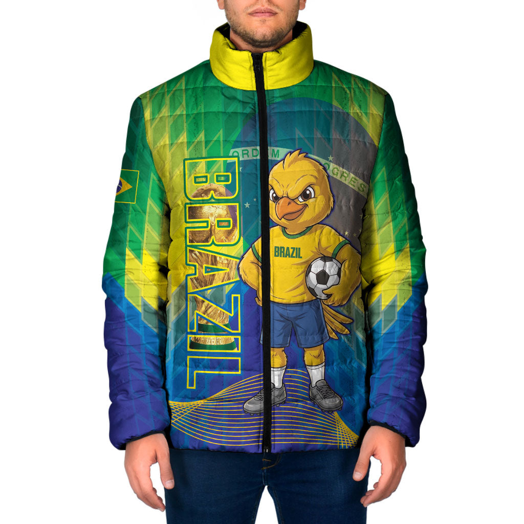 Custom Brazil Football 2026 Padded Jacket Canarinho Mascot Bate no Peito