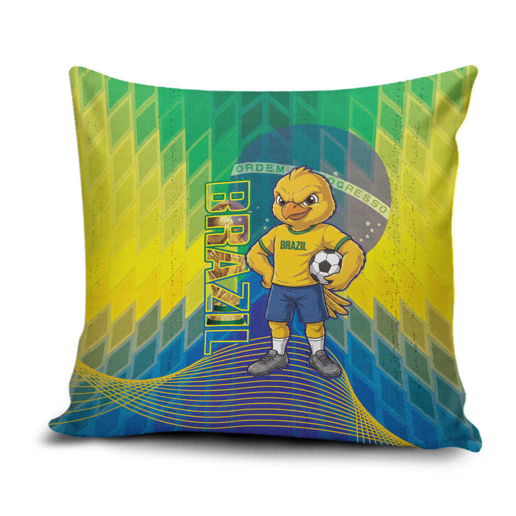 Brazil Football 2026 Pillow Cover Canarinho Mascot Bate no Peito