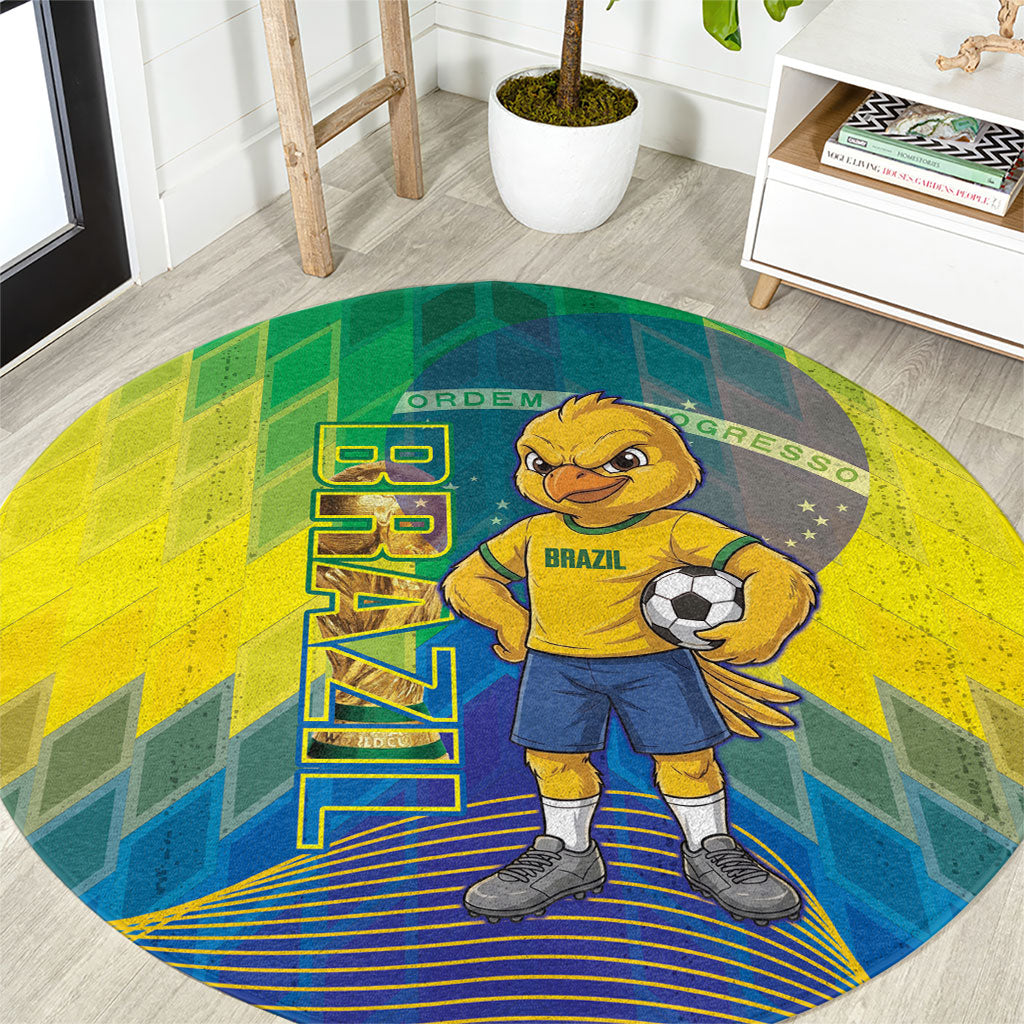 Brazil Football 2026 Round Carpet Canarinho Mascot Bate no Peito