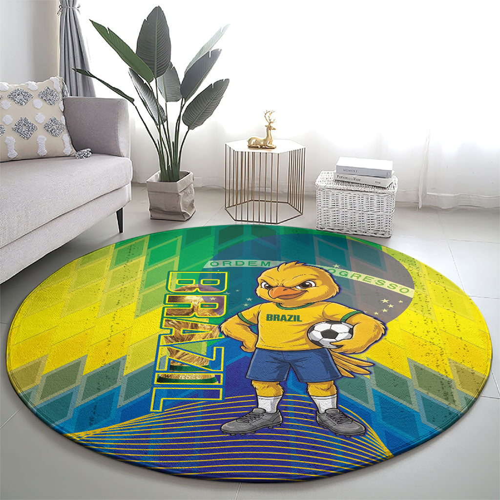 Brazil Football 2026 Round Carpet Canarinho Mascot Bate no Peito