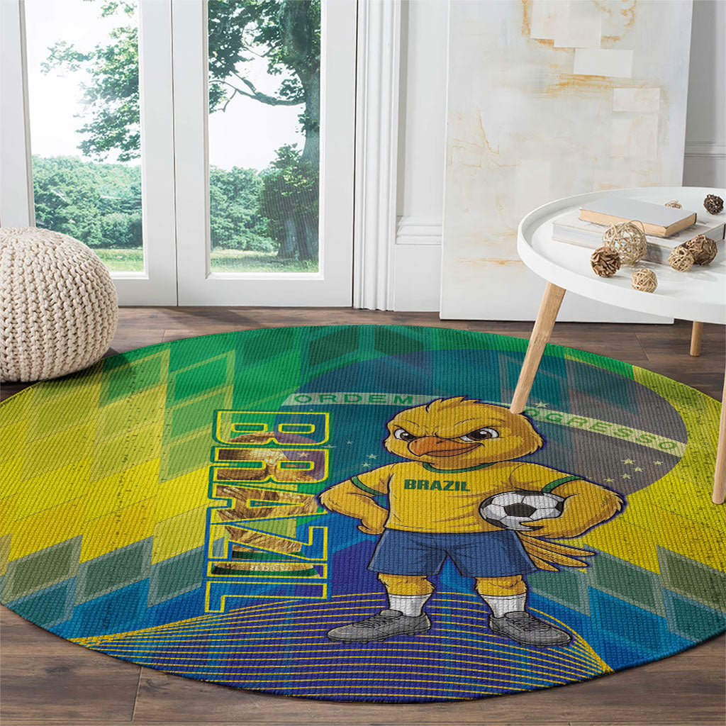 Brazil Football 2026 Round Carpet Canarinho Mascot Bate no Peito