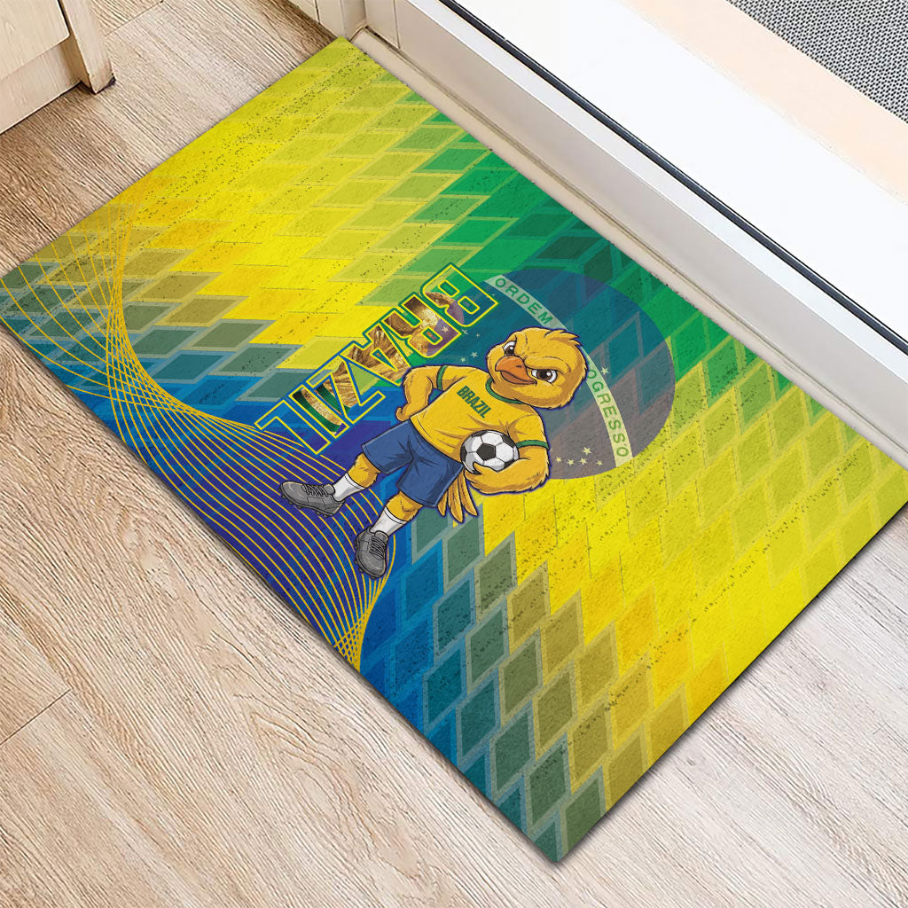 Brazil Football 2026 Rubber Doormat Canarinho Mascot Bate no Peito