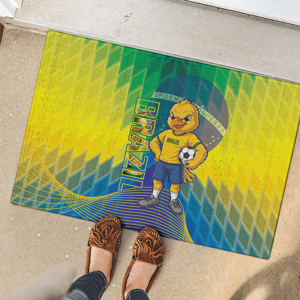 Brazil Football 2026 Rubber Doormat Canarinho Mascot Bate no Peito