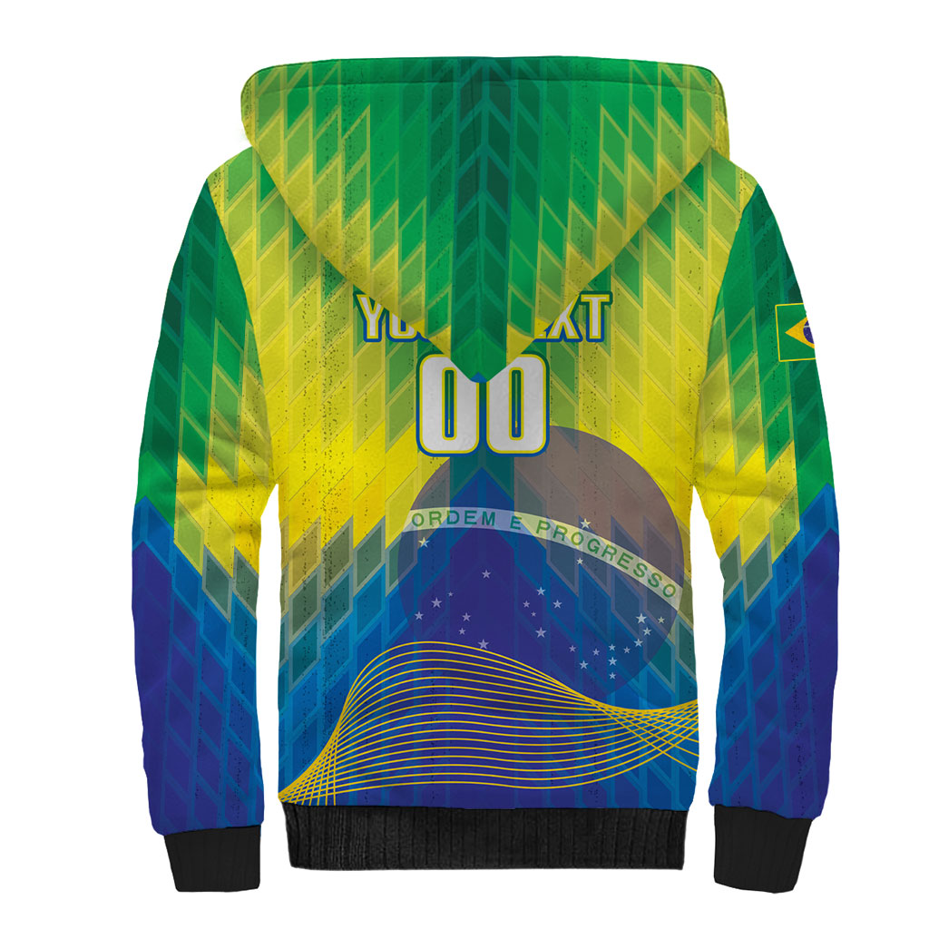 Custom Brazil Football 2026 Sherpa Hoodie Canarinho Mascot Bate no Peito