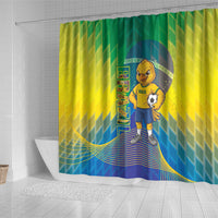 Brazil Football 2026 Shower Curtain Canarinho Mascot Bate no Peito