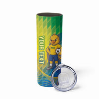 Custom Brazil Football 2026 Skinny Tumbler Canarinho Mascot Bate no Peito