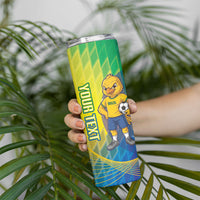 Custom Brazil Football 2026 Skinny Tumbler Canarinho Mascot Bate no Peito