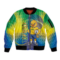Custom Brazil Football 2026 Sleeve Zip Bomber Jacket Canarinho Mascot Bate no Peito