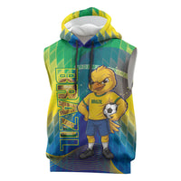 Custom Brazil Football 2026 Sleeveless Hoodie Canarinho Mascot Bate no Peito