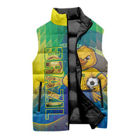 Custom Brazil Football 2026 Sleeveless Puffer Jacket Canarinho Mascot Bate no Peito