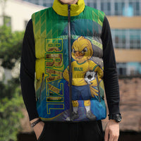 Custom Brazil Football 2026 Sleeveless Puffer Jacket Canarinho Mascot Bate no Peito