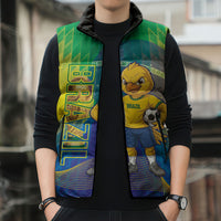 Custom Brazil Football 2026 Sleeveless Puffer Jacket Canarinho Mascot Bate no Peito