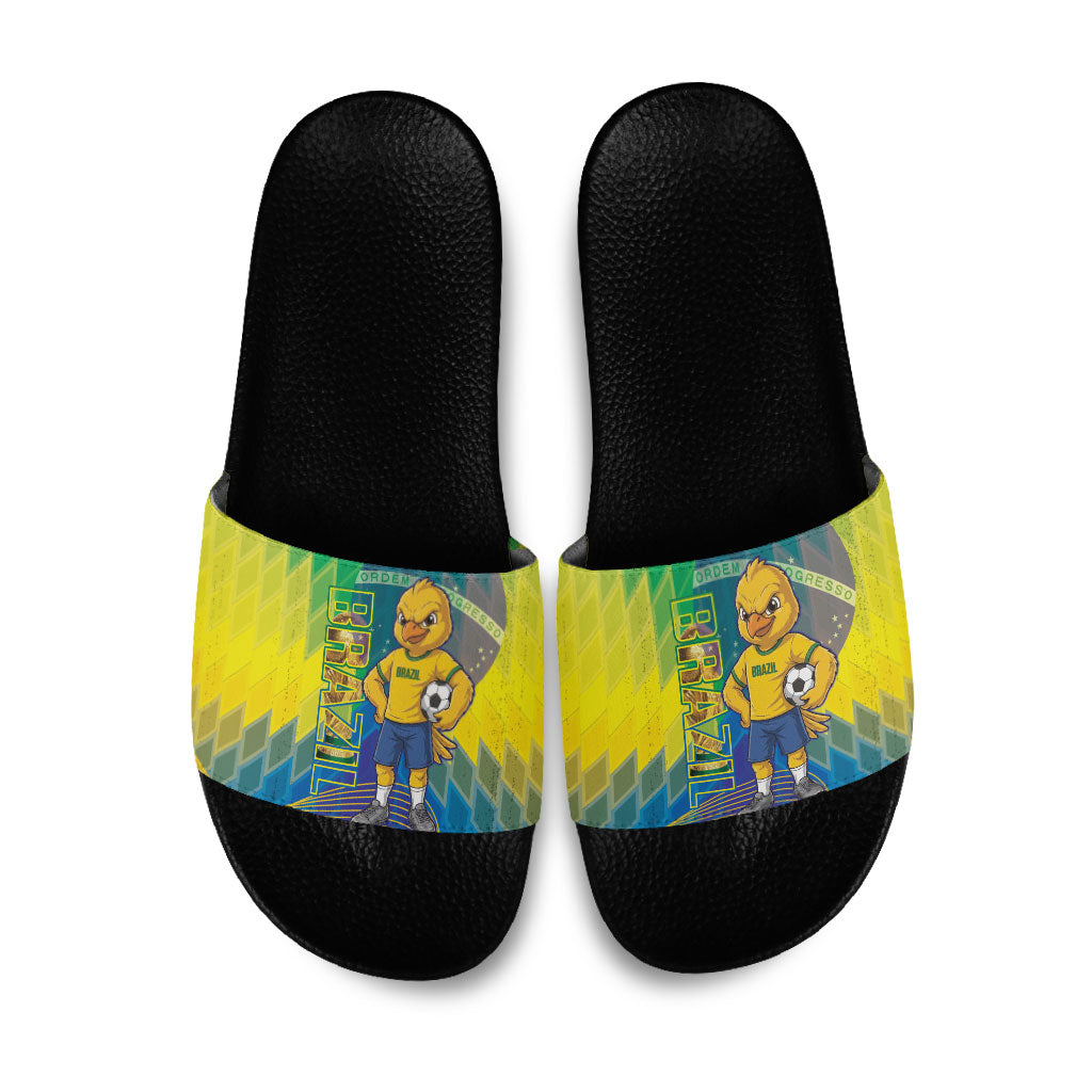 Brazil Football 2026 Slide Sandals Canarinho Mascot Bate no Peito