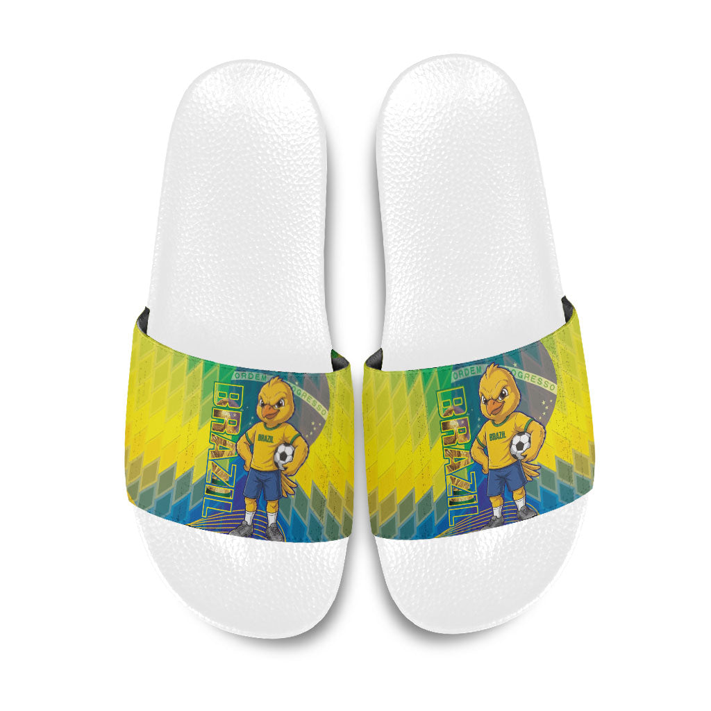 Brazil Football 2026 Slide Sandals Canarinho Mascot Bate no Peito