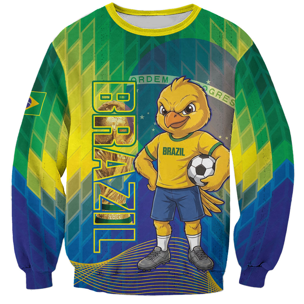 Custom Brazil Football 2026 Sweatshirt Canarinho Mascot Bate no Peito