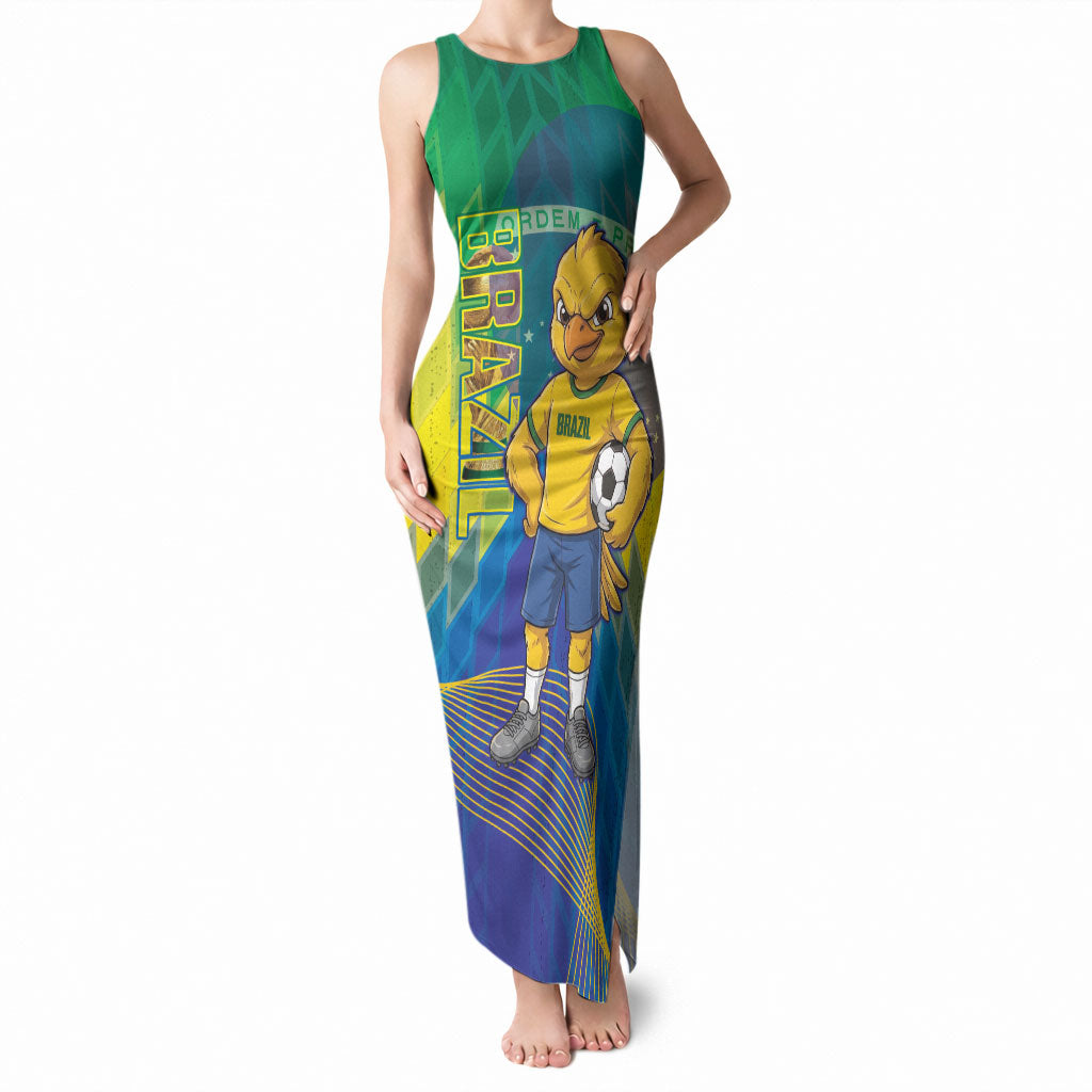 Custom Brazil Football 2026 Tank Maxi Dress Canarinho Mascot Bate no Peito