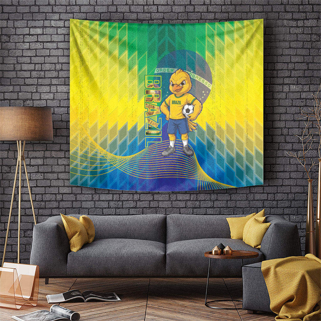 Brazil Football 2026 Tapestry Canarinho Mascot Bate no Peito