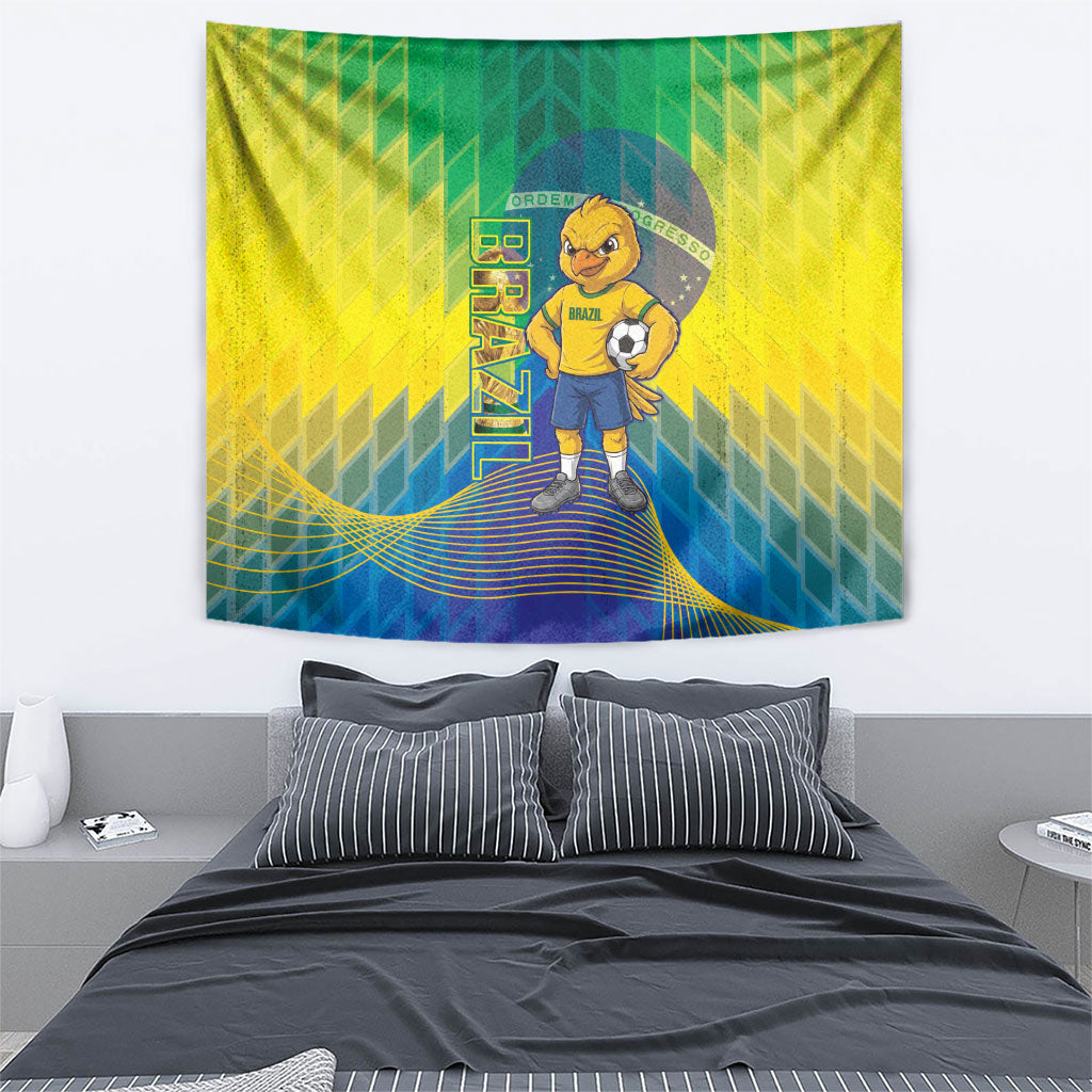 Brazil Football 2026 Tapestry Canarinho Mascot Bate no Peito