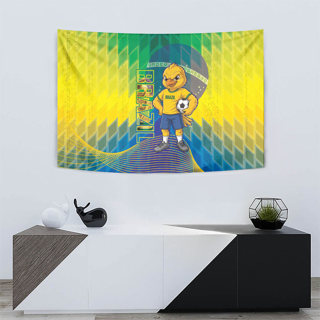 Brazil Football 2026 Tapestry Canarinho Mascot Bate no Peito