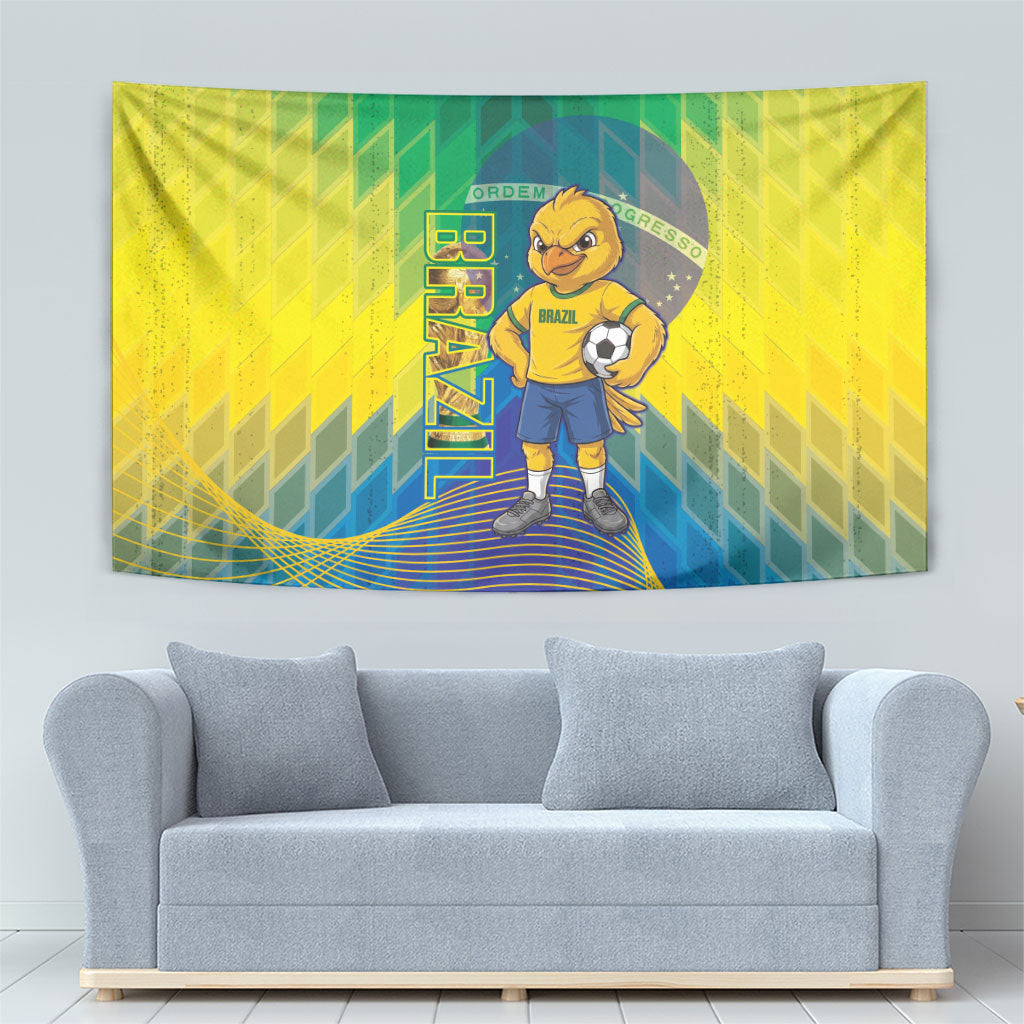 Brazil Football 2026 Tapestry Canarinho Mascot Bate no Peito