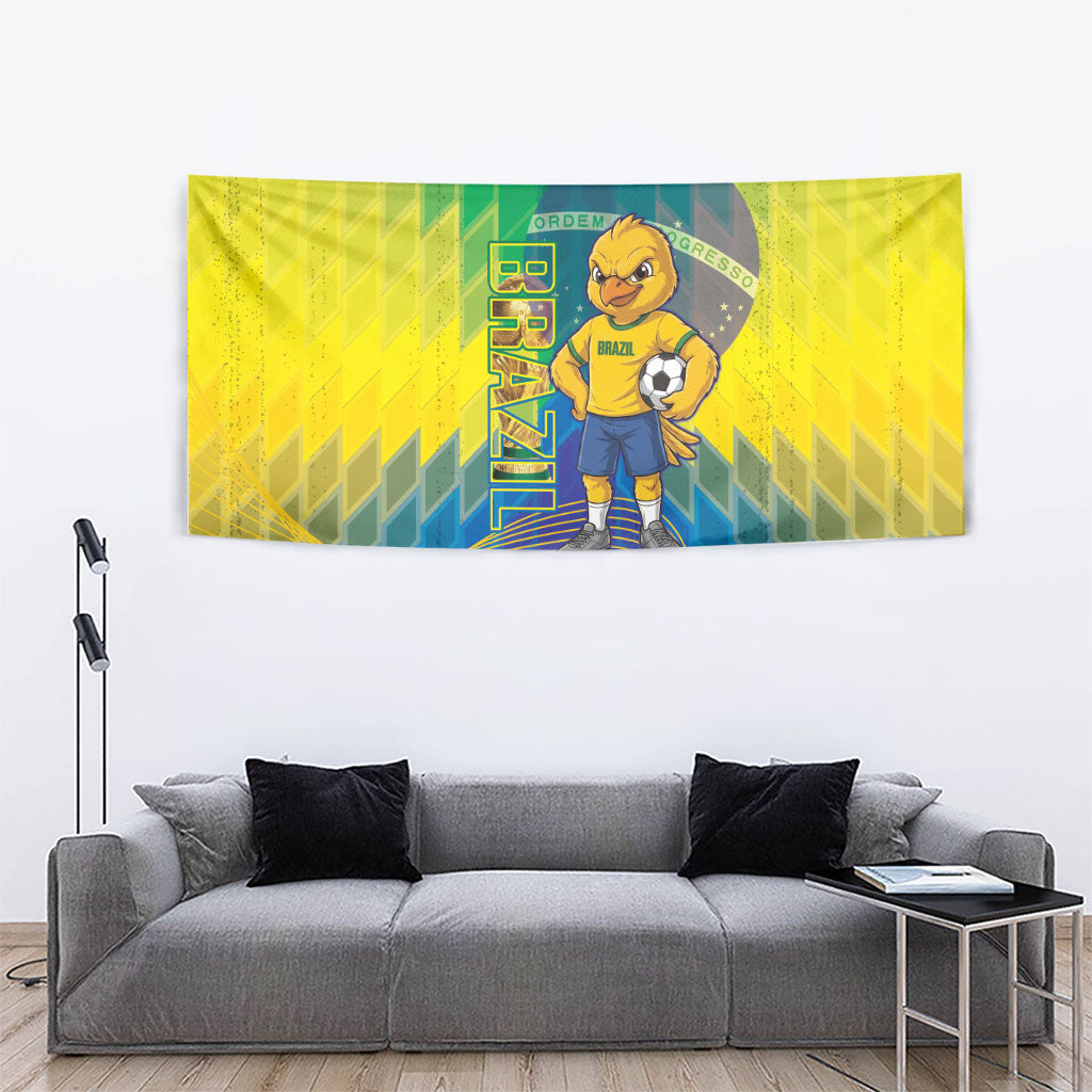 Brazil Football 2026 Tapestry Canarinho Mascot Bate no Peito