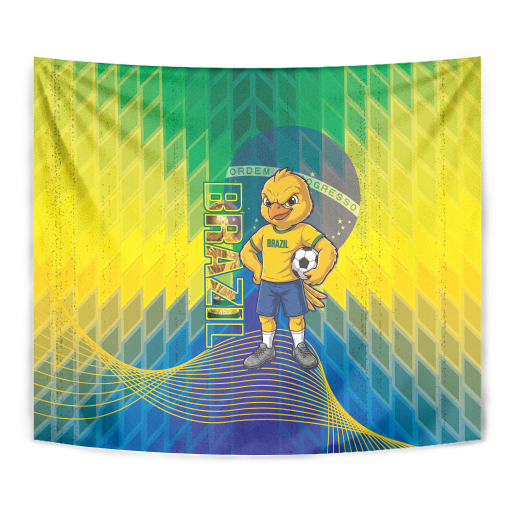 Brazil Football 2026 Tapestry Canarinho Mascot Bate no Peito