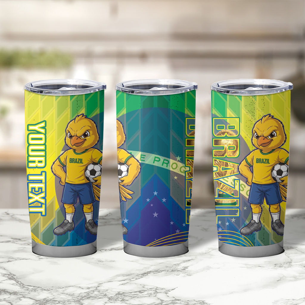Custom Brazil Football 2026 Tumbler Cup Canarinho Mascot Bate no Peito