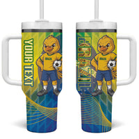 Custom Brazil Football 2026 Tumbler With Handle Canarinho Mascot Bate no Peito