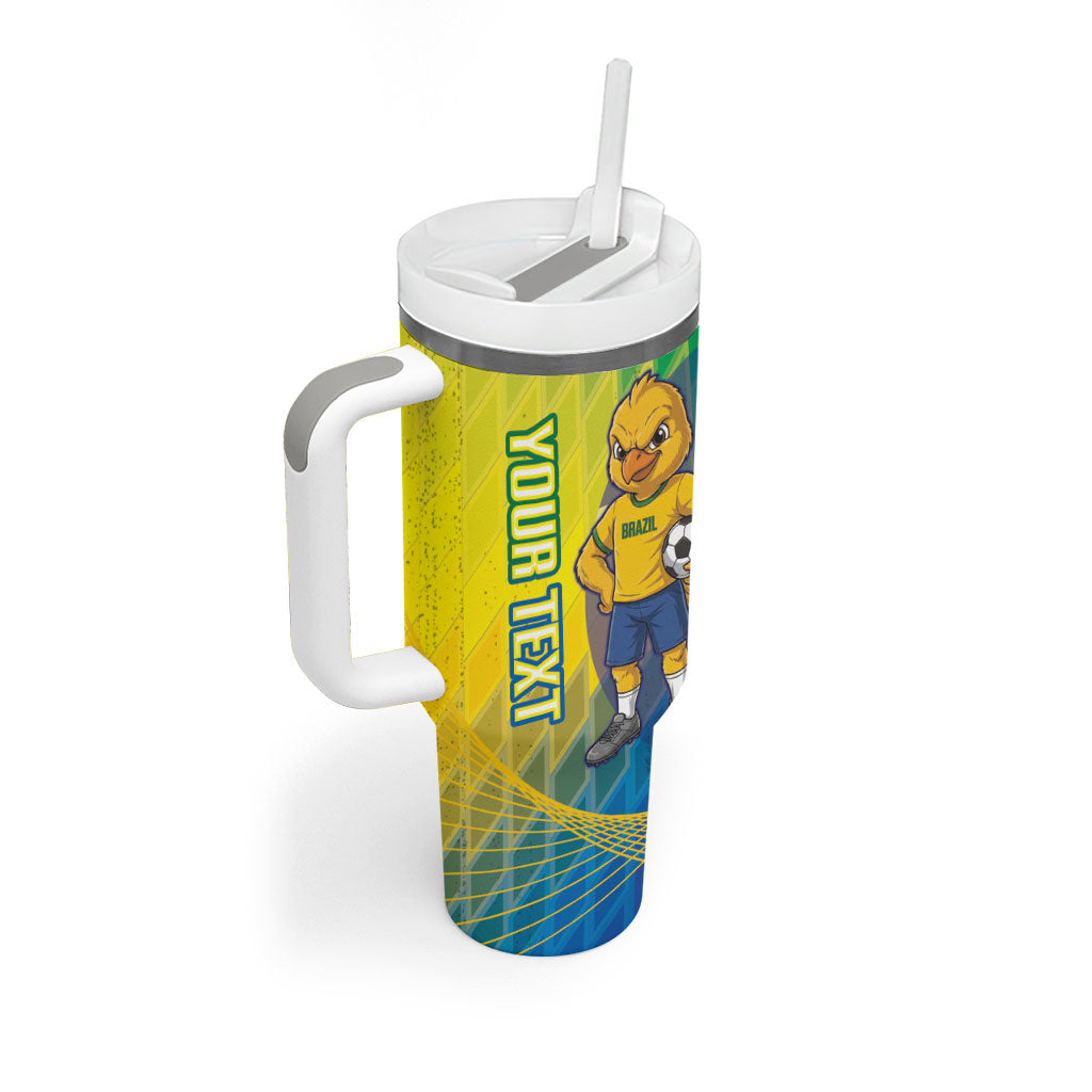 Custom Brazil Football 2026 Tumbler With Handle Canarinho Mascot Bate no Peito
